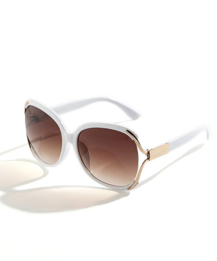White Round Sunglasses Image 2