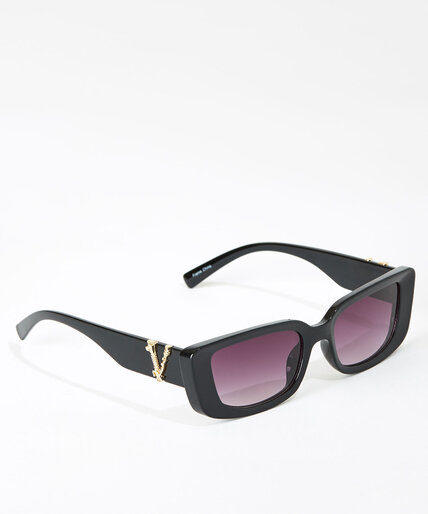 Small Black Rectangular Frame Sunglasses Image 2
