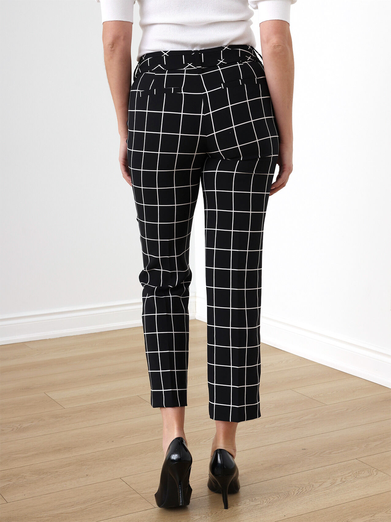 Leah Straight Windowpane Ankle Pant