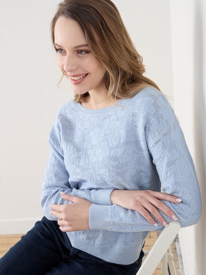 Long Sleeve Crochet Pullover Sweater