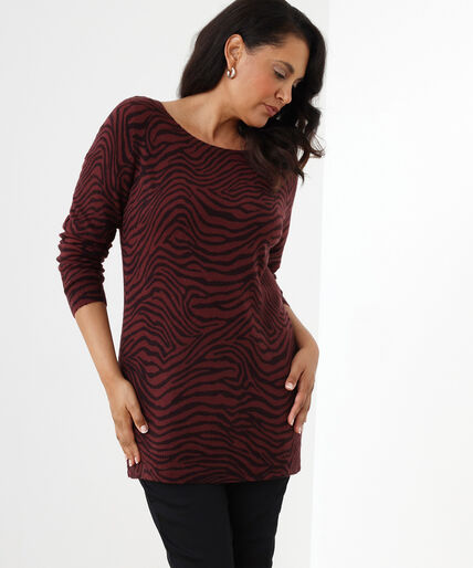 Long Sleeve Animal Print Tunic Sweater Image 1