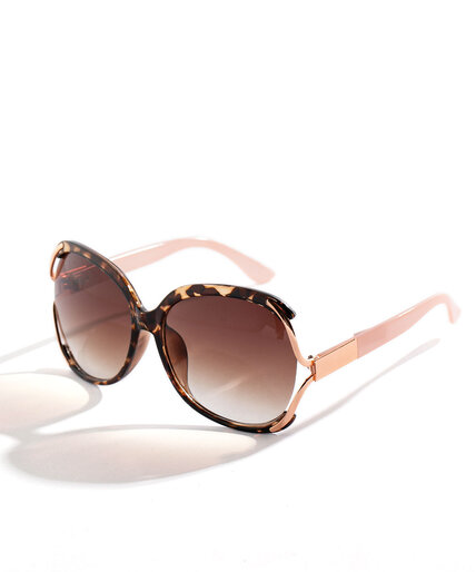 Pink Trim Tortoise Sunglasses Image 3