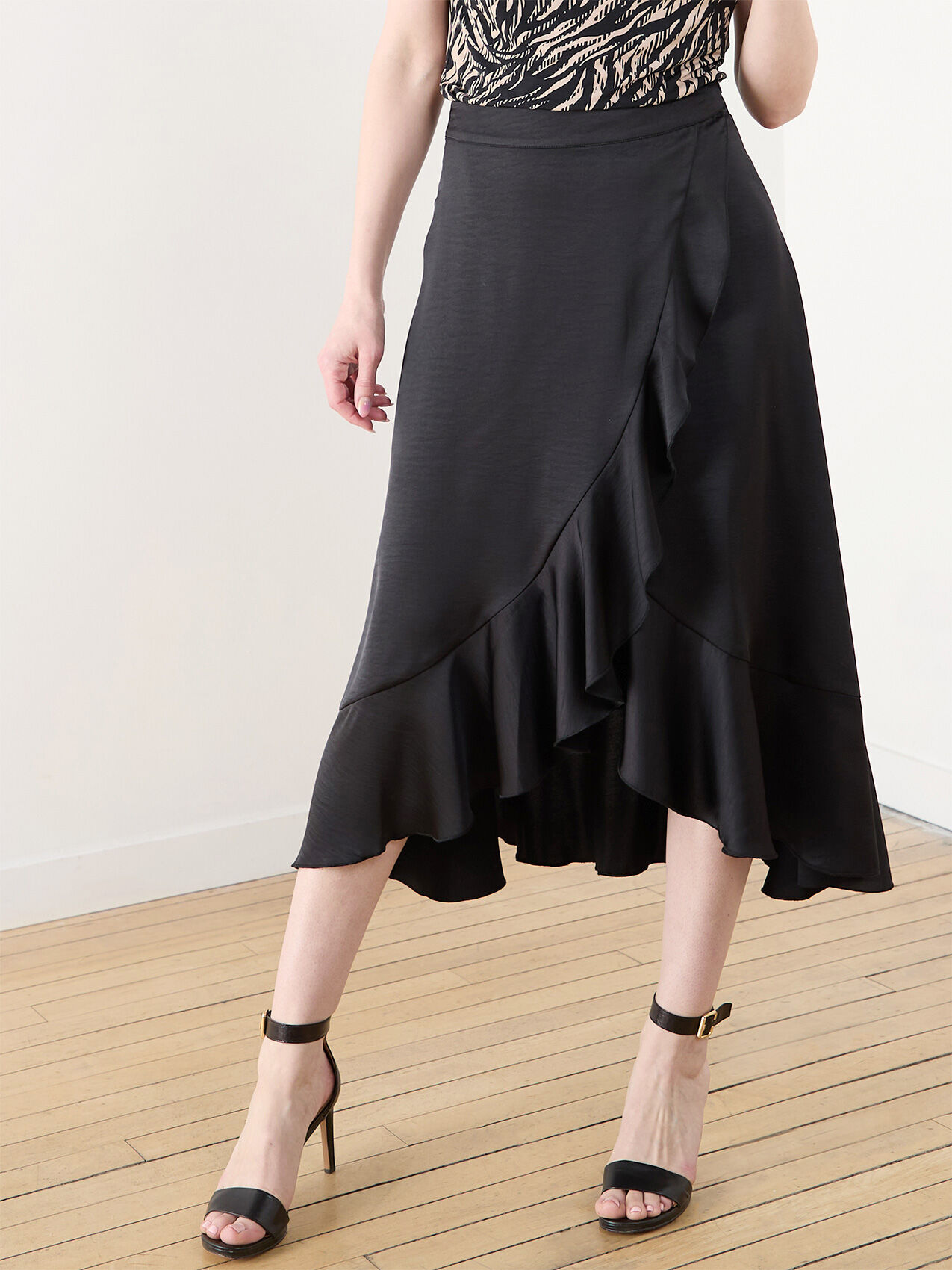 Satin Air Flow Ruffle Wrap Skirt Cleo 4000010083