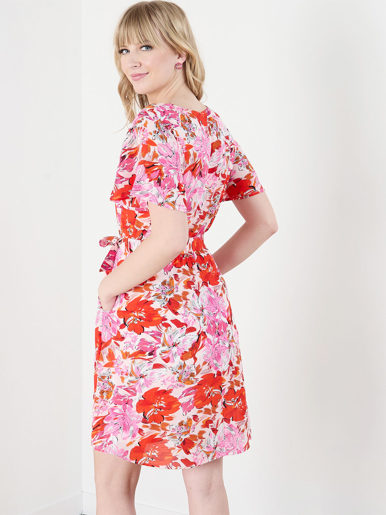 Flutter Sleeve Fit N Flare Dress Cleo 4000010024