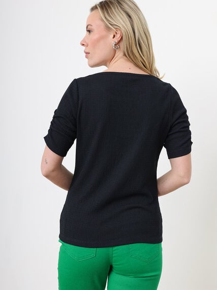Petite Elbow Sleeve Textured Stretch Top Image 3