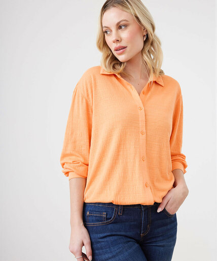 Textured Button Front Shirt Image 2