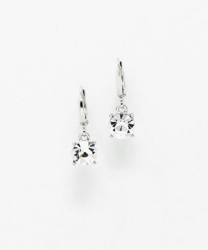 Small Silver Drop Earrings with Genuine Crystals