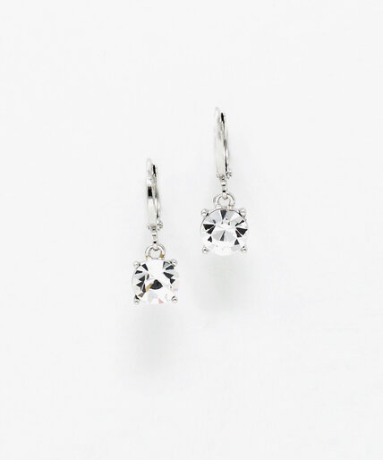 Small Silver Drop Earrings with Genuine Crystals Image 1
