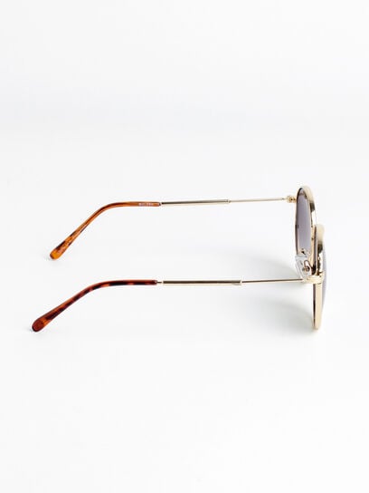Gold Round Sunglasses with Gold Metal Arms
