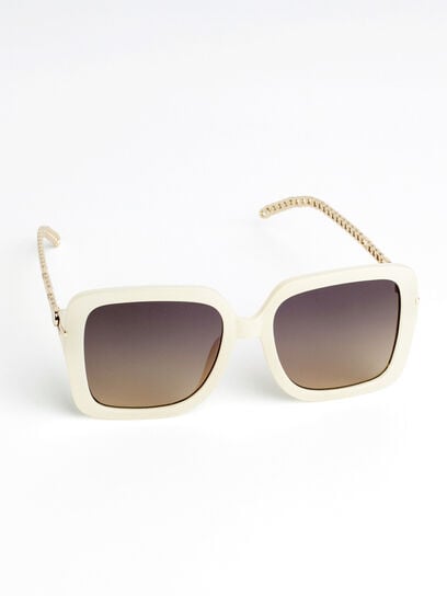 Cream Sunglasses with Gold Metal Chain Arms