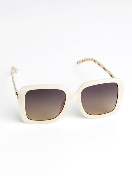 Cream Sunglasses with Gold Metal Chain Arms Image 1