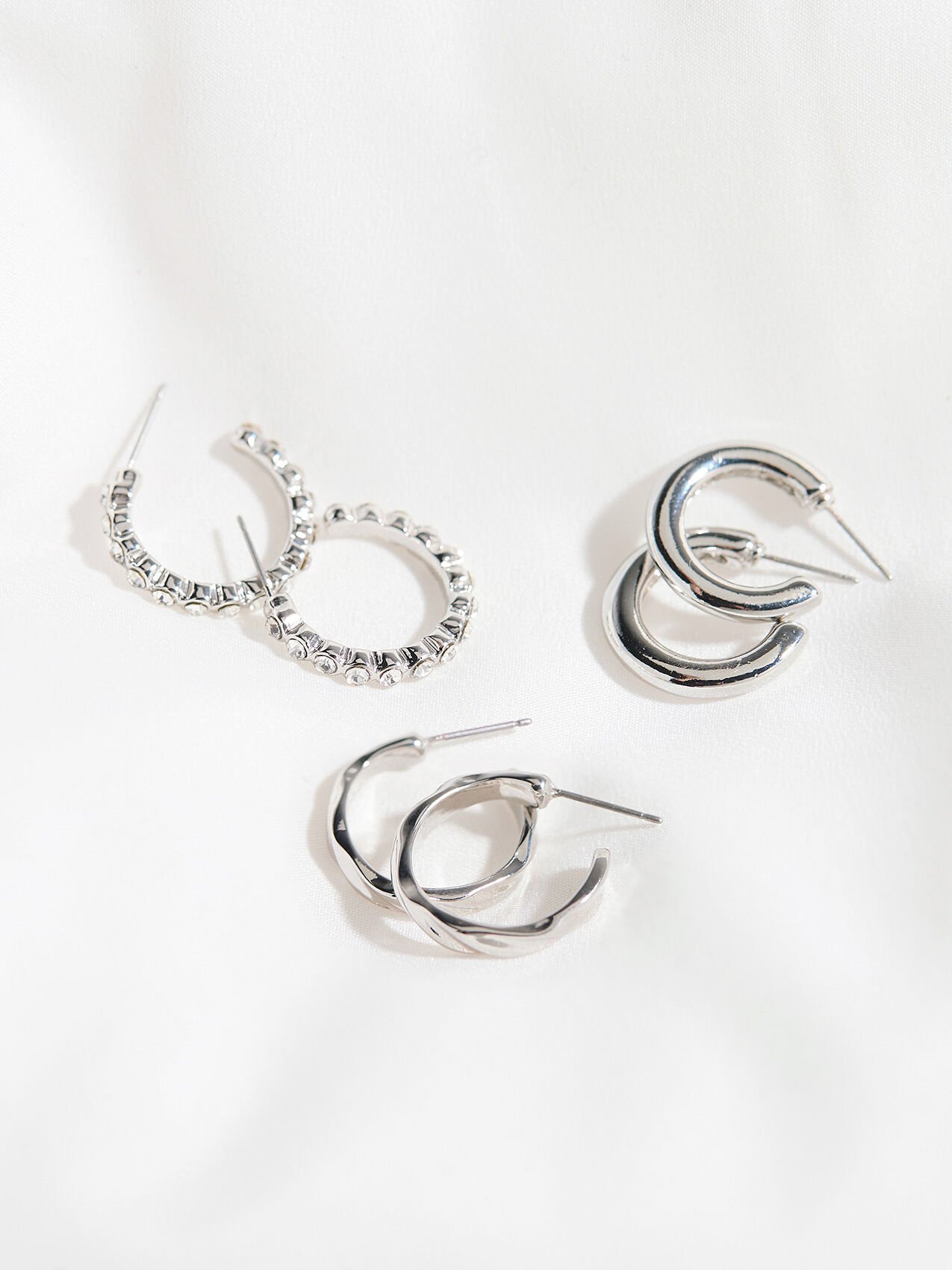 Small Silver Hoop Earrings 3 Pack Cleo 4000010183