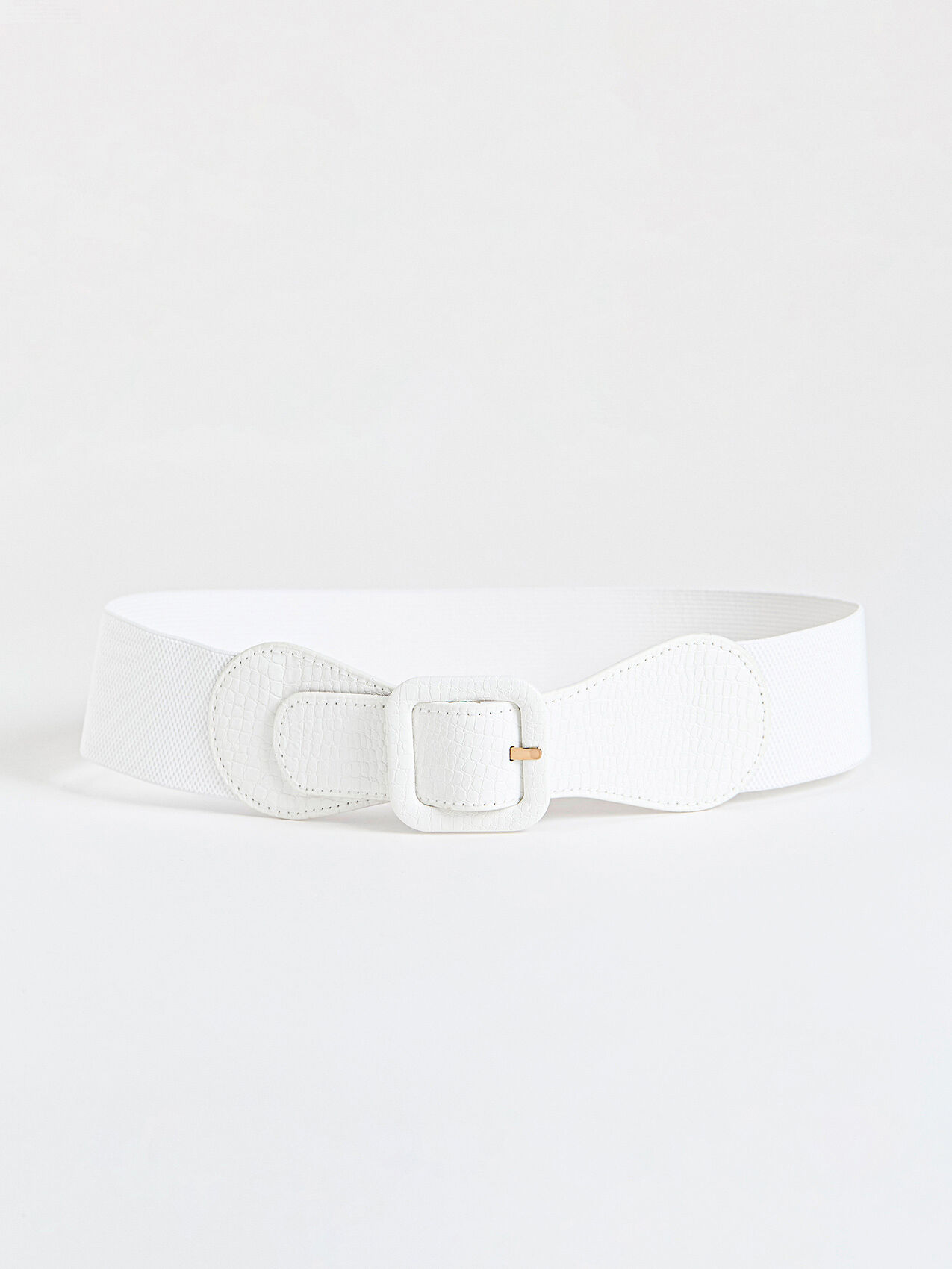 Faux Crocodile Stretch Belt in White Cleo 4000009422