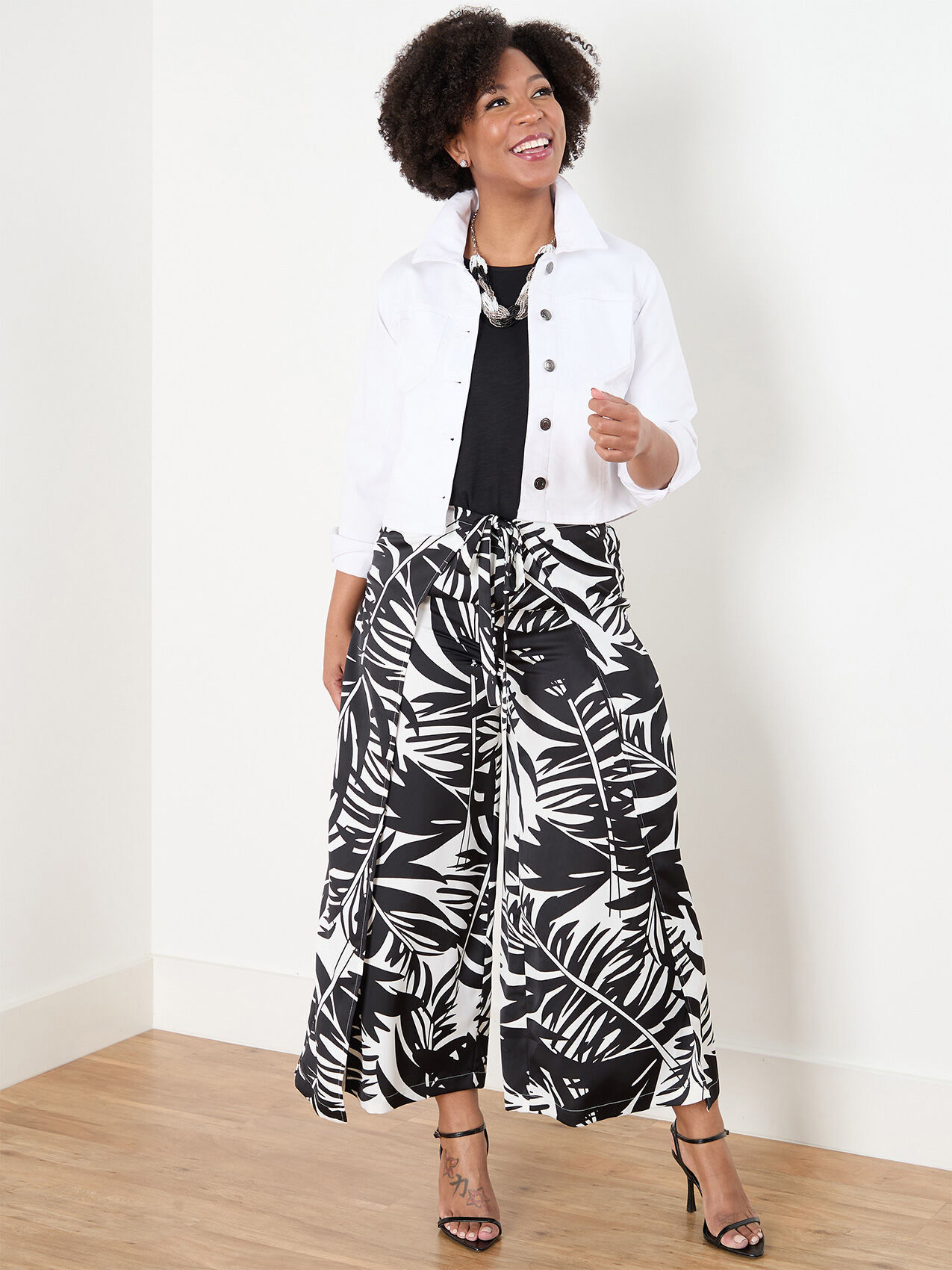 Petite Air Flow Tie Front Wide Leg Pant Cleo 4000010087