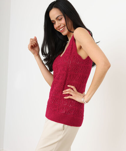Sleeveless Crochet V-Neck Sweater Image 2