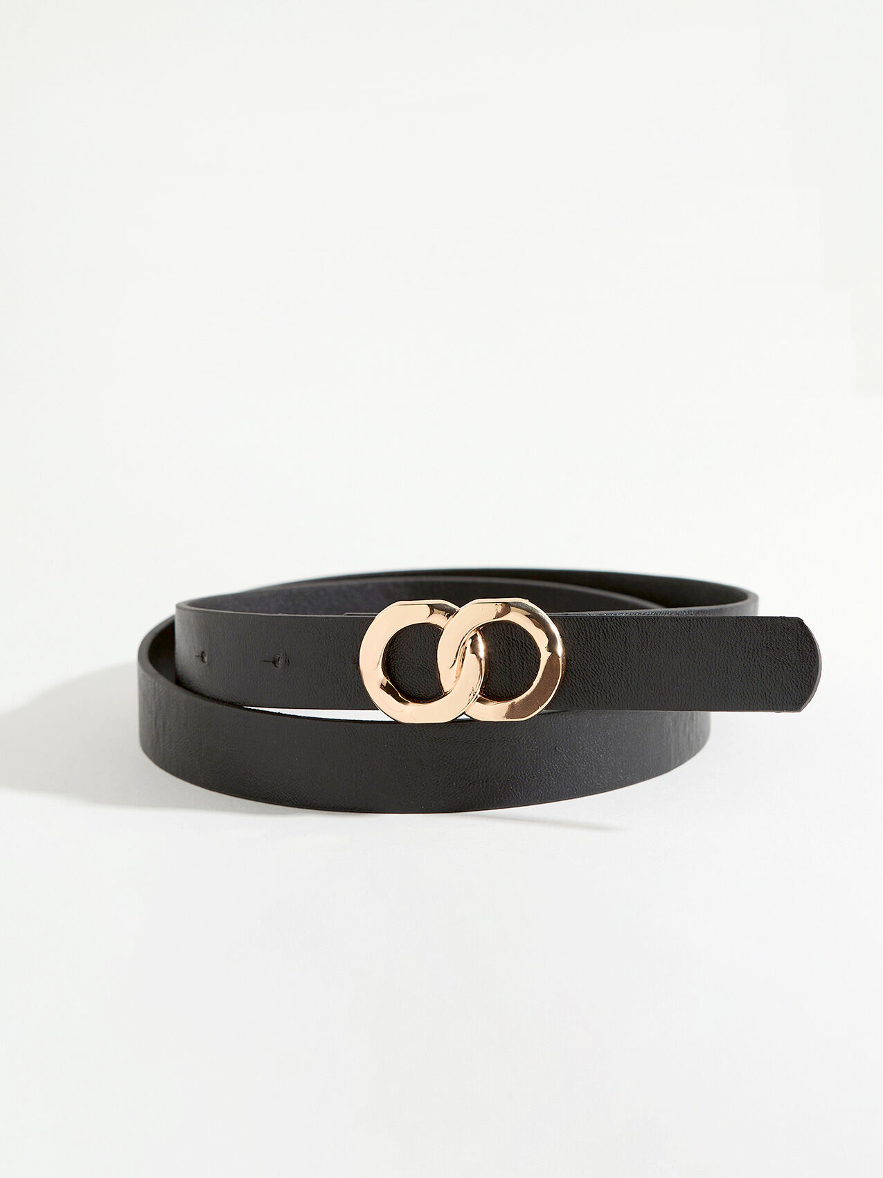 Double circle buckle pant belt Cleo Black Gold L