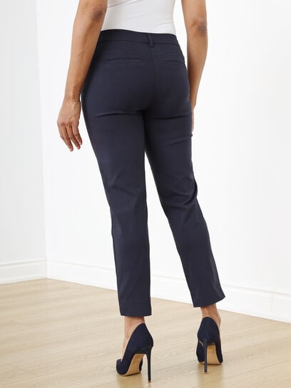 Christy Slim Navy Ankle Pant in Microtwill