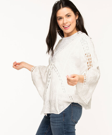 White Soft Embroidered Cocoon Cover-Up Image 5