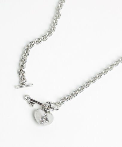 Short Silver Heart Lock Necklace