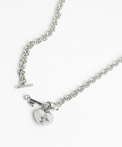 Short Silver Heart Lock Necklace Image 3