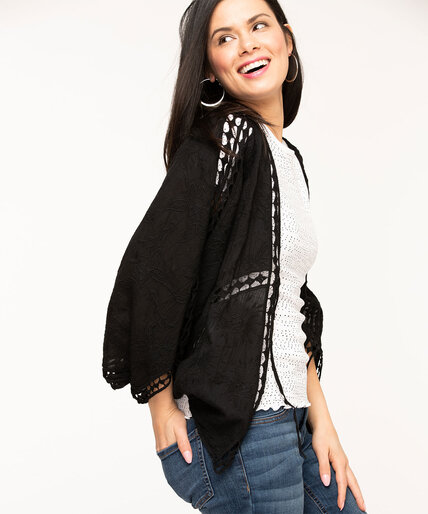 Black Soft Embroidered Cocoon Cover-Up Image 2
