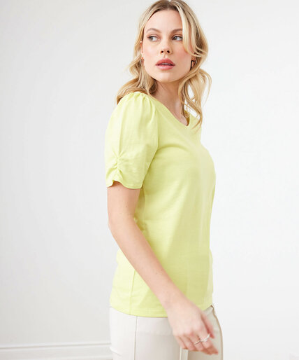 Low Impact Scoop Neck T-Shirt with Rouched Sleeves Image 3
