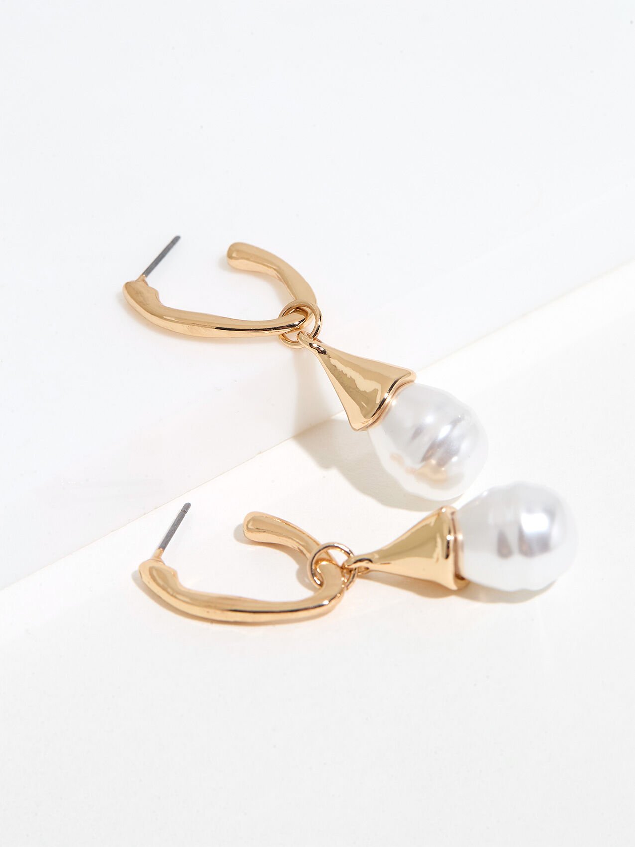 Cleo Gold Pearl Drop Dangle Earrings