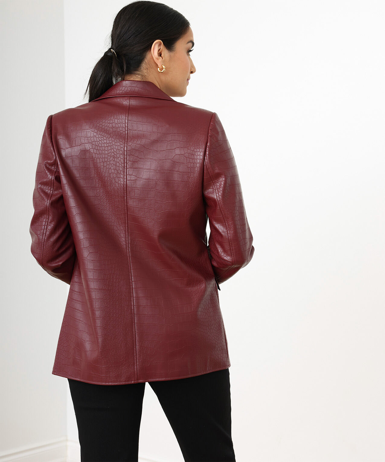 Vegan Leather 1-Button Blazer