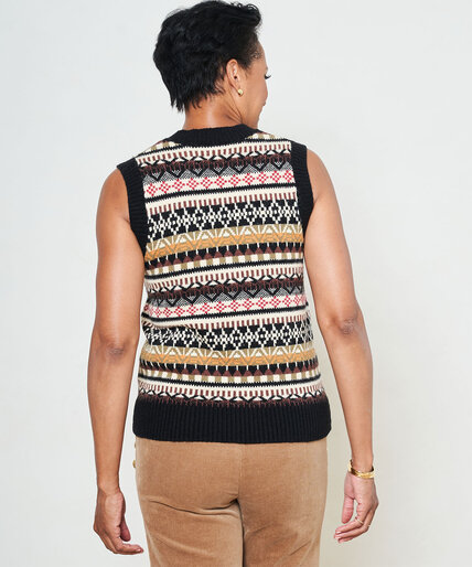 Patterned V-Neck Sweater Vest Image 3