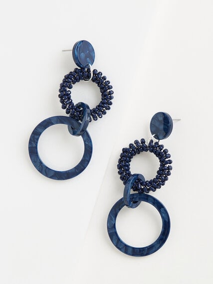3-Tier Ring Long Navy Earrings Image 4