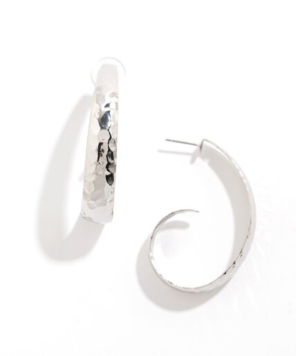 Hammered Silver Curved Earring Image 3