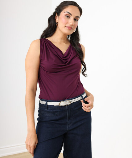 Sleeveless Cowl Neck Knit Top Image 1