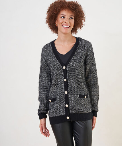 Button Front Shimmer Cardigan Image 5
