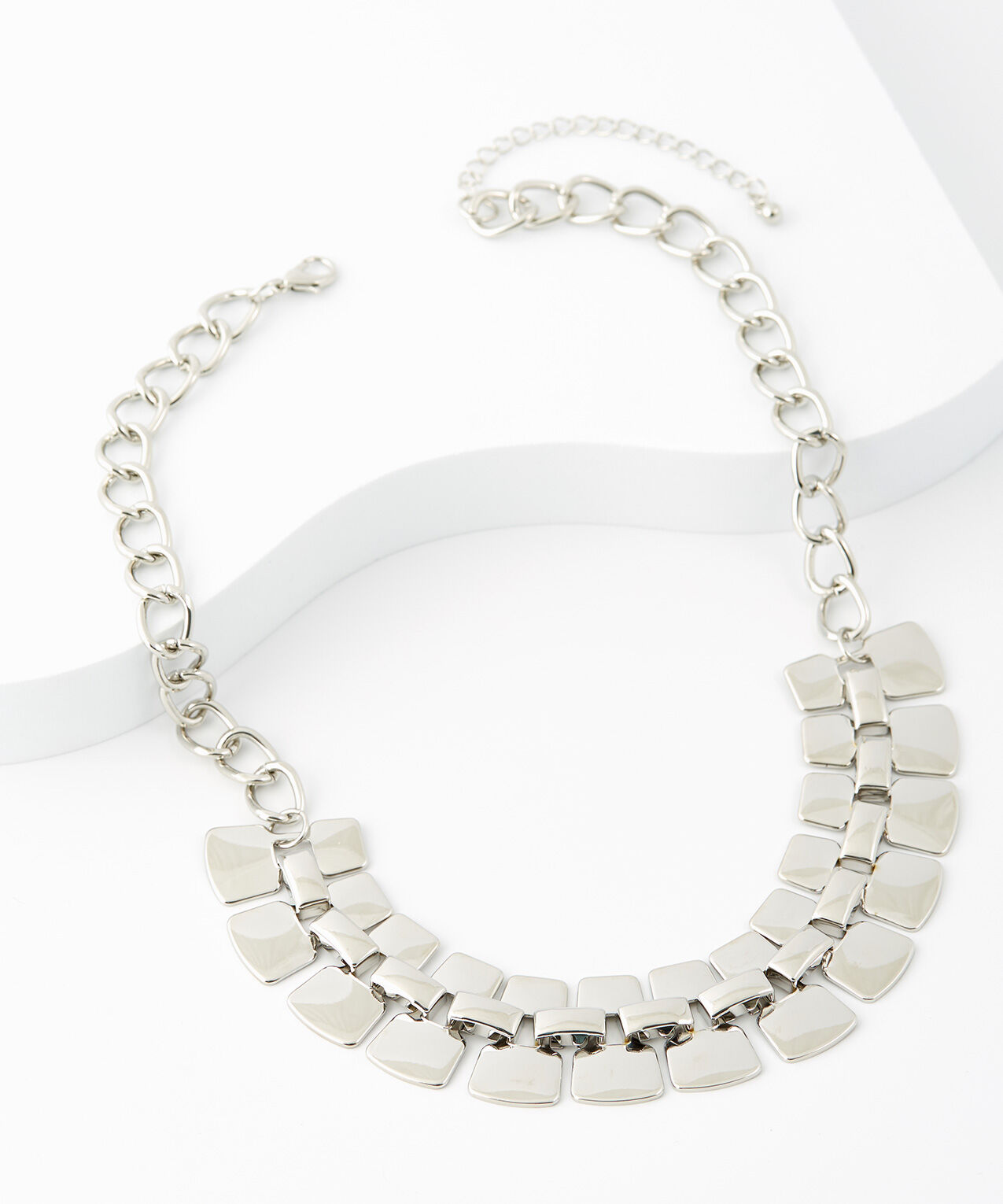 Short Silver Chunky Statement Necklace