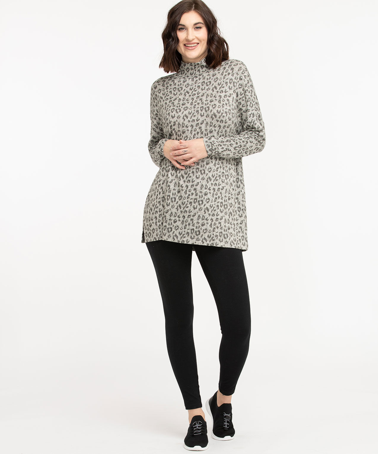 Mock neck tunic tops clearance