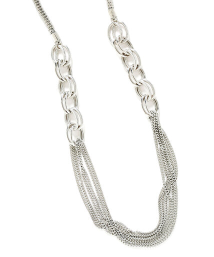Silver Mixed Link Chain Necklace Image 2