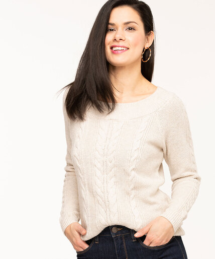 Oatmeal Cable Knit Sweater Image 4