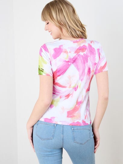 Short Sleeve Brush Strokes Top by GG Collection