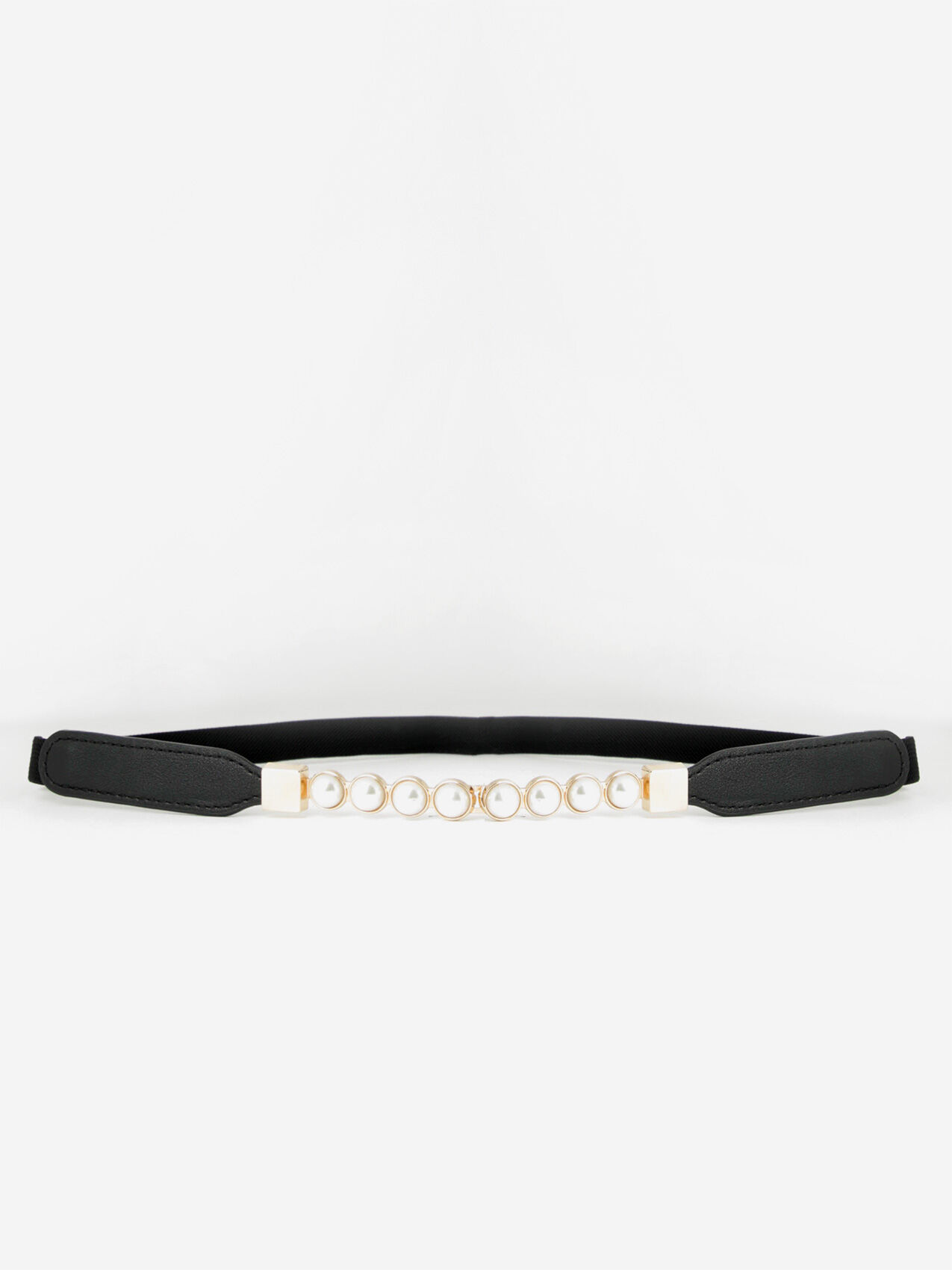 Skinny Stretch Belt with Pearl Buckle