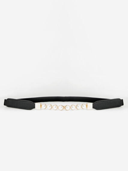 Skinny Stretch Belt with Pearl Buckle Image 1