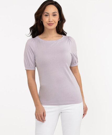 Cotton Blend Puff Sleeve Tee Image 2