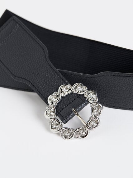 Vegan Leather Jeweled Stretch Belt Image 3