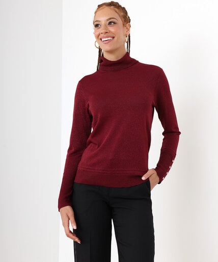 Turtleneck Sweater with Button Detail Image 6