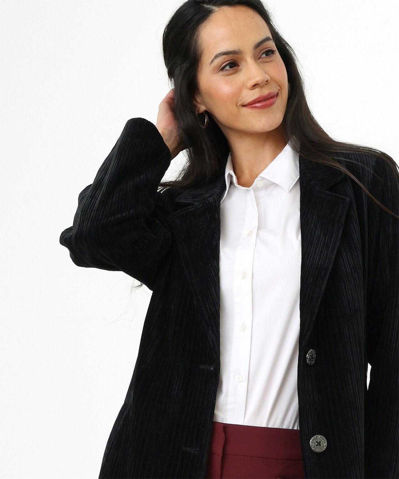 Blackberry corduroy blazer top