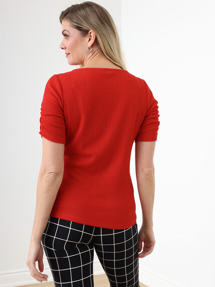 Elbow Sleeve Textured Stretch Top Image 3