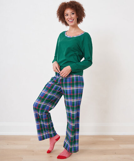 Round Neck Wide Leg Pajama Set Image 2