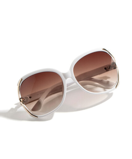 White Round Sunglasses Image 1