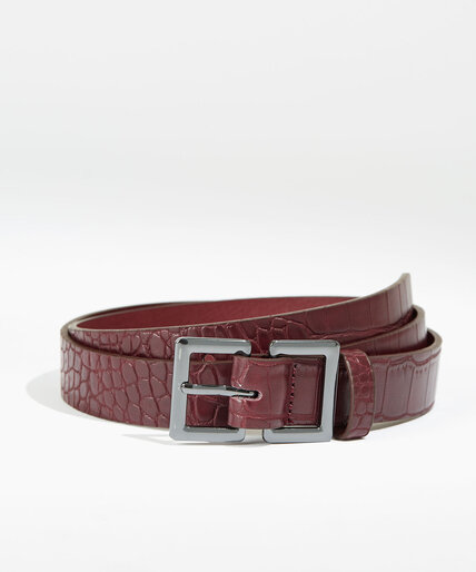Croco Dress Belt with Square Buckle Image 1