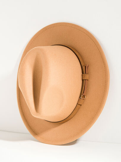 Felt Hat with Faux Suede Hatband