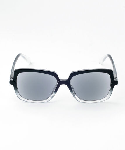 Black and Clear Square-Framed Reader Sunglasses Image 2